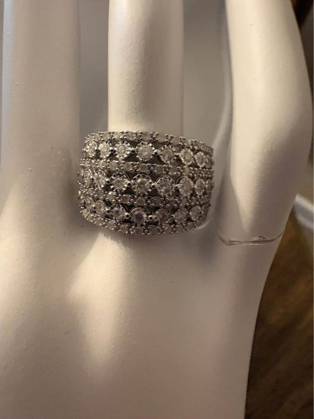 0.80ct Mined Diamond Wide Band Ring Size 6 Sterling Silver 925